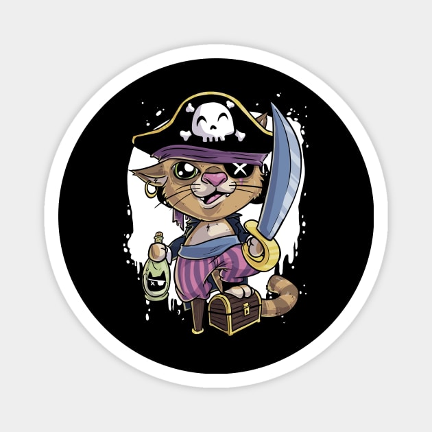 Cat pirate treasure Magnet by MBGraphiX